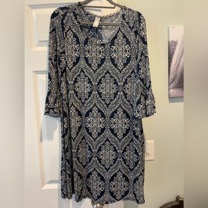 Navy Damask Dress by Honeyme